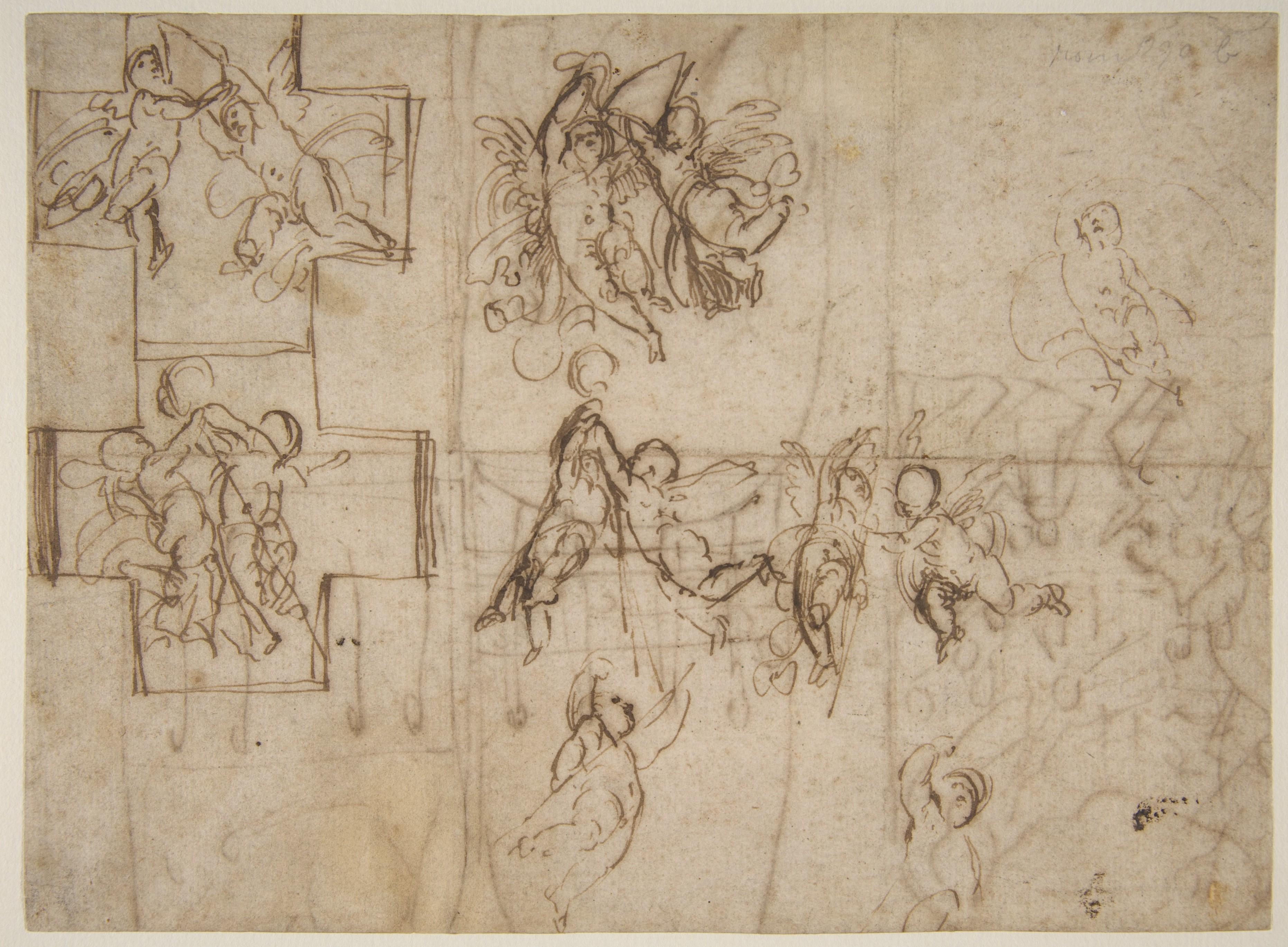 Studies of Flying Putti (recto); Composition Studies (verso)