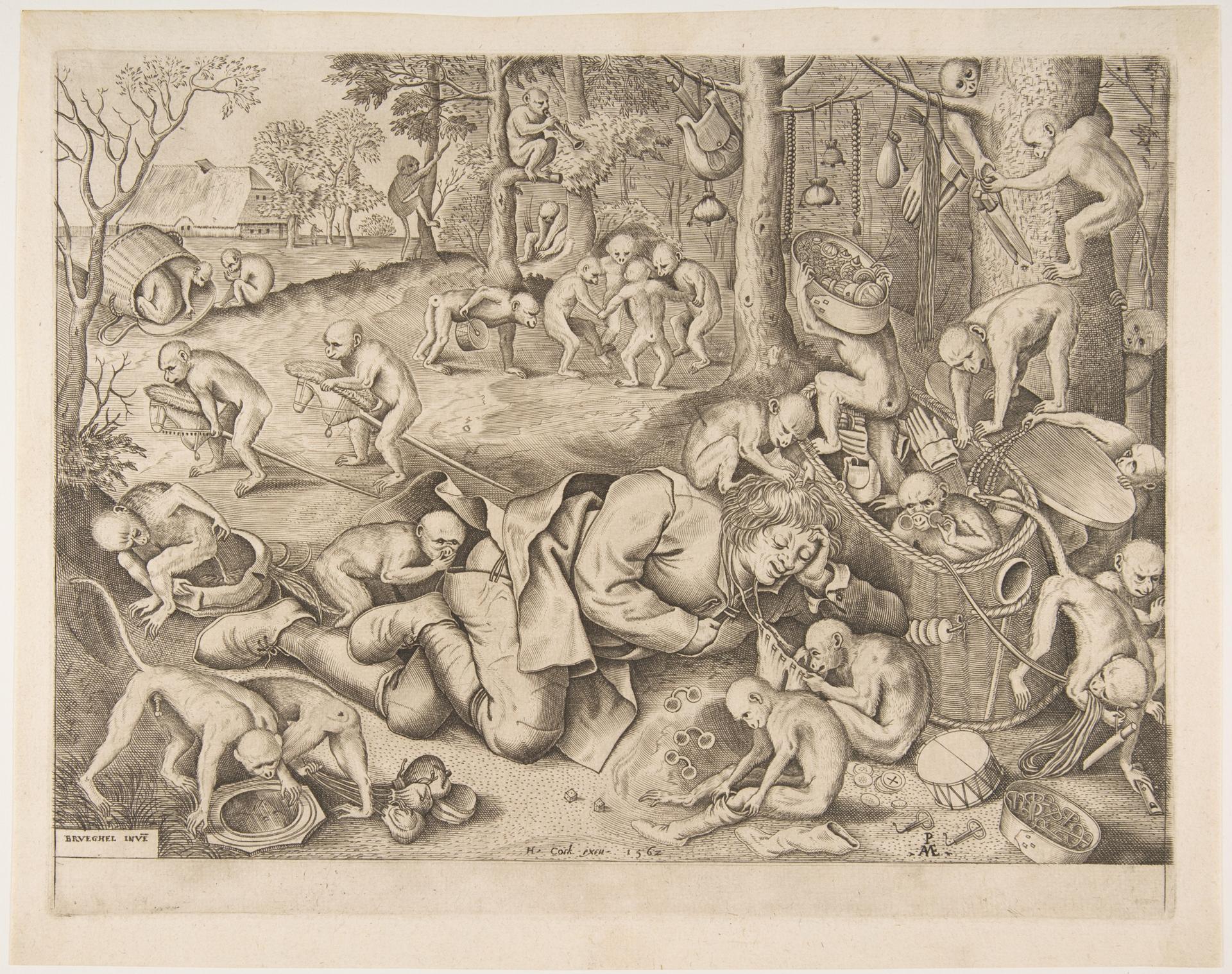 The Merchant Robbed by Monkeys by Pieter van der Heyden