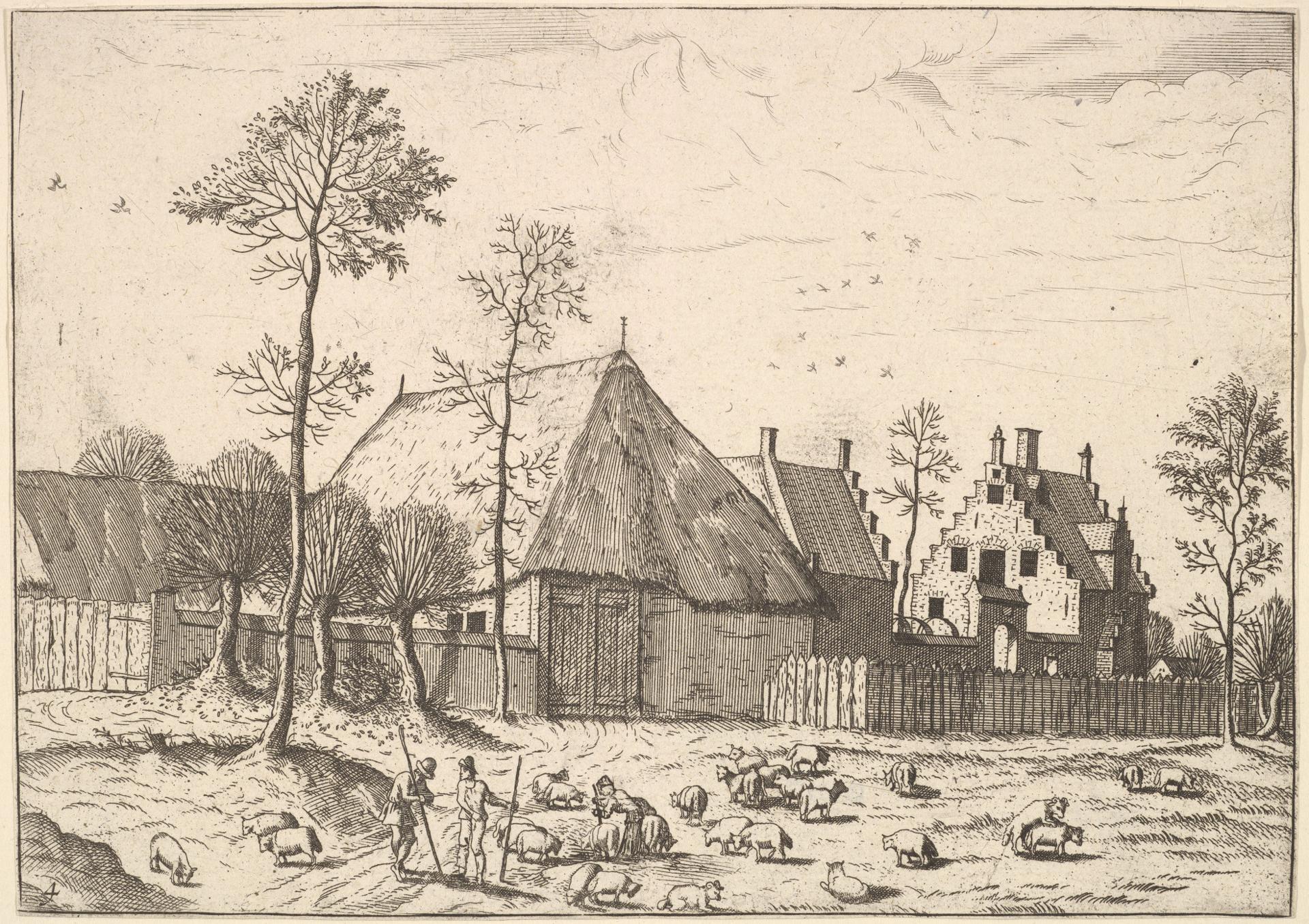 Shed with Cottage, from The Small Landscapes by Johannes van Doetecum I