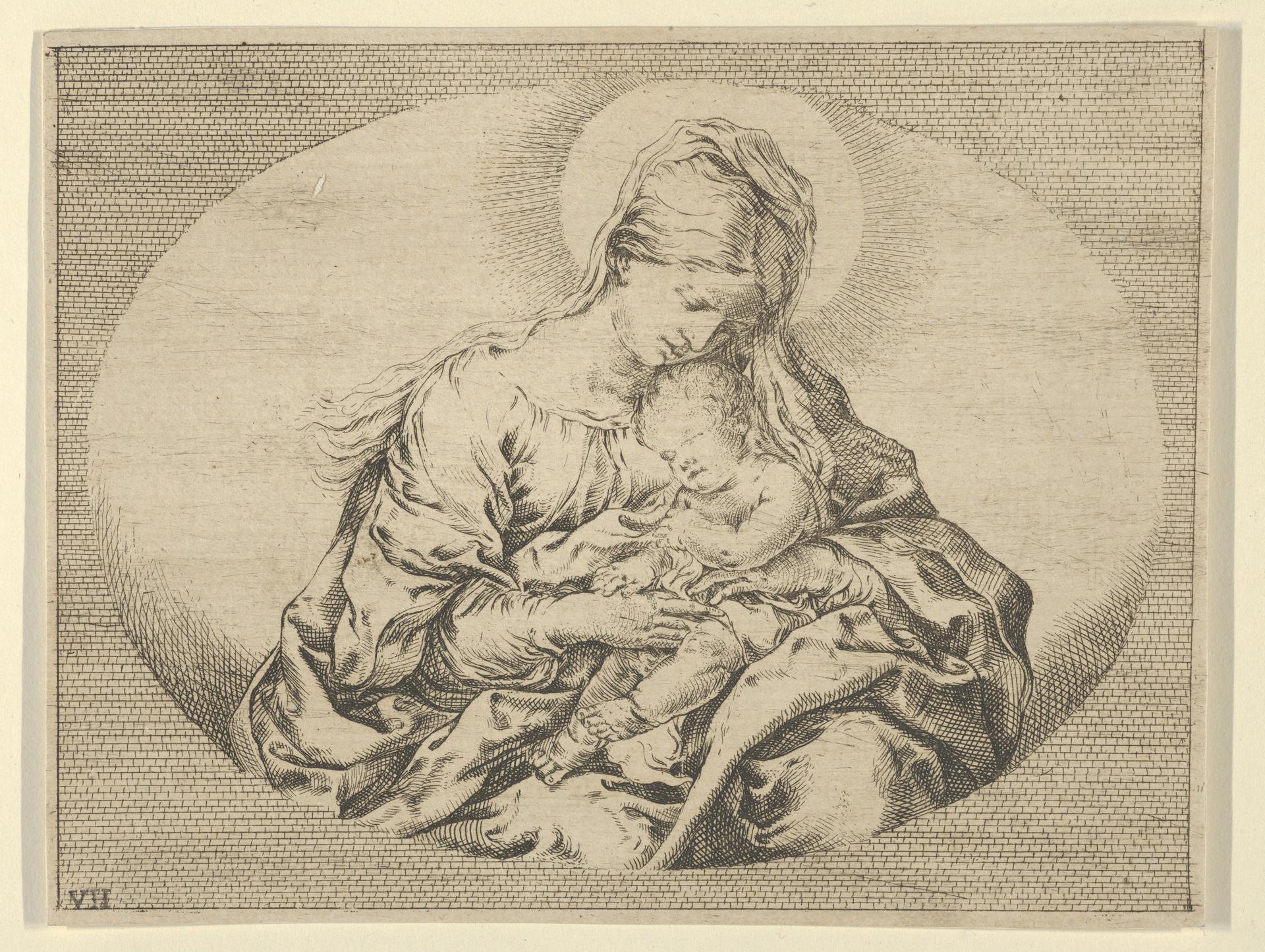 The Virgin holding the infant Christ, an oval composition, after Reni by Anonymous, 17th century