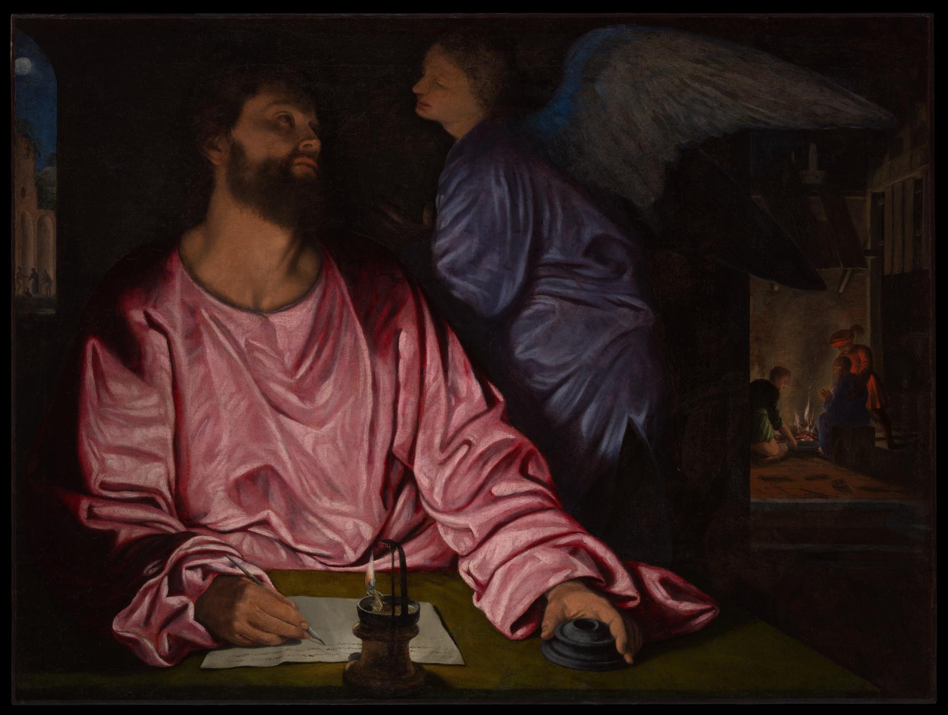 Saint Matthew and the Angel by Giovanni Gerolamo Savoldo
