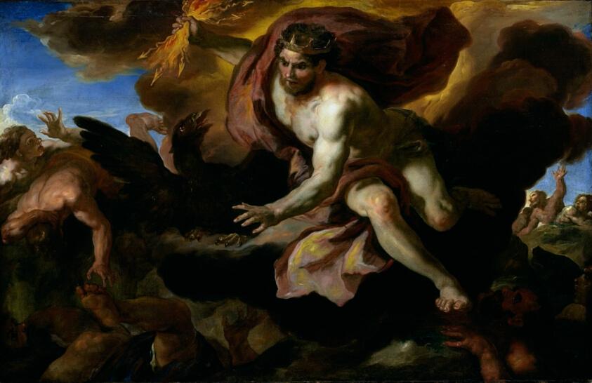 Jove Casts His Thunderbolts at the Rebellious Giants by Johann Michael Rottmayr