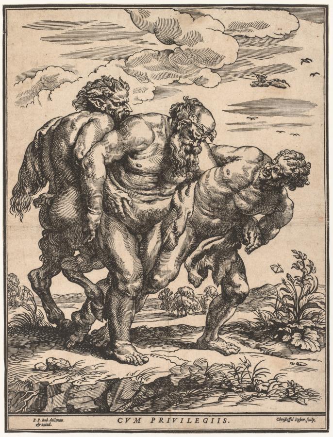 Silenus Accompanied by a Satyr and a Faun by Christoffel Jegher