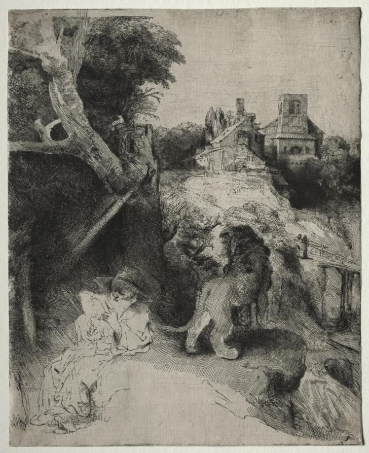 St. Jerome Reading in an Italian Landscape by Rembrandt van Rijn