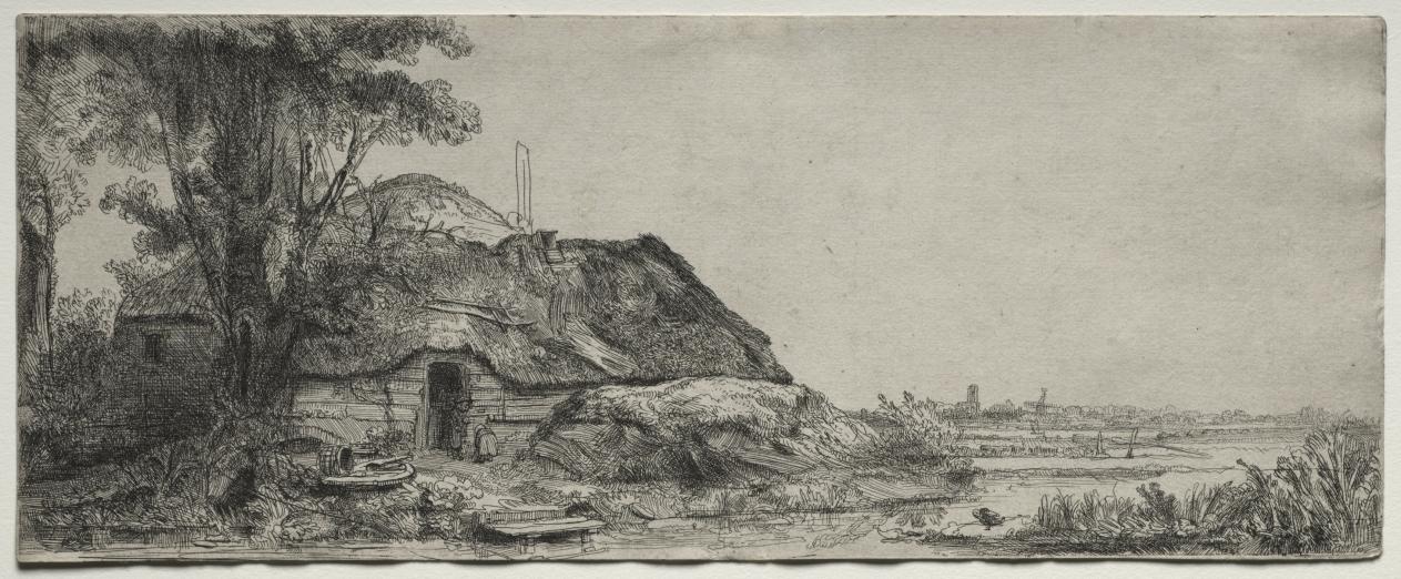 Landscape with a Cottage and a Large Tree by Rembrandt van Rijn