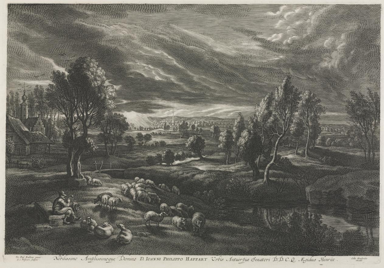 Landscape with Shepherd Playing a Flute by Schelte Adams Bolswert