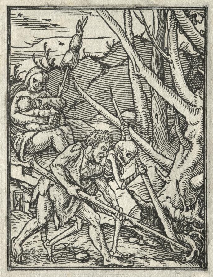 The Dance of Death: Expulsion from Paradise; Adam Cultivating the Ground