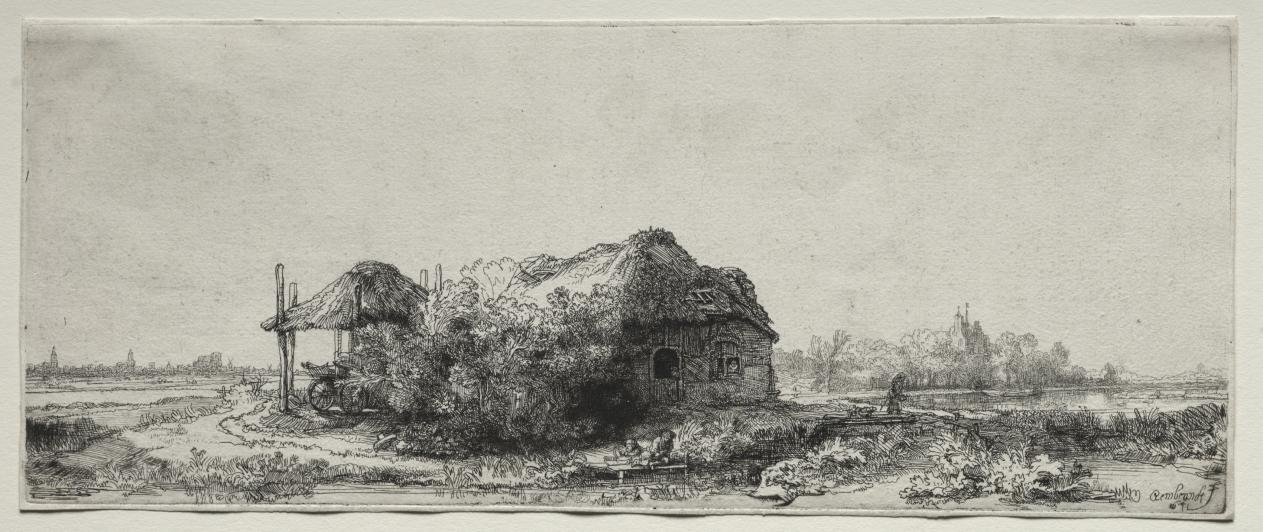 Landscape with a Cottage and Hay Barn: Oblong