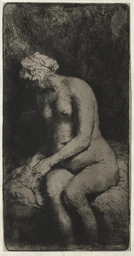 Woman Bathing Her Feet in a Brook